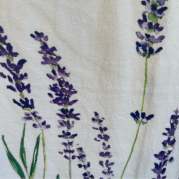 NoraCora white elastic high waist tapered lavender floral pants M - Picture 3 of 14